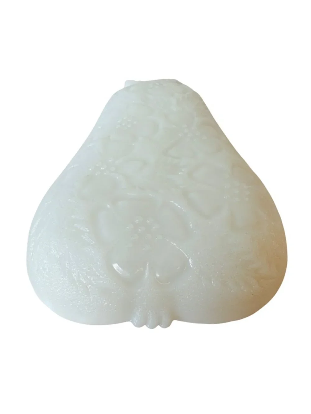 Hazel Atlas White Milk Glass Pear Dish VTG Embossed MCM Fruit Tray Catchall
